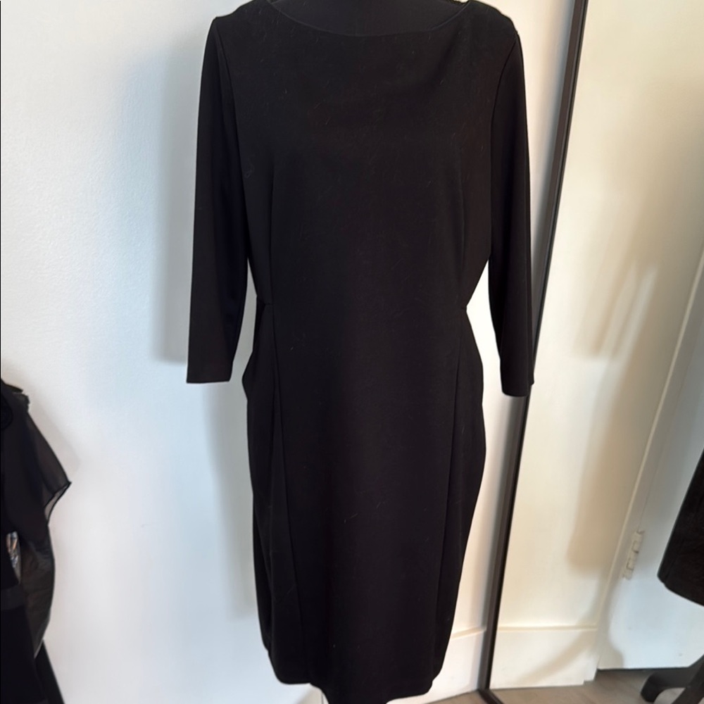 COS Black Sheath Dress with Cowl Neck 3/4 Sleeves